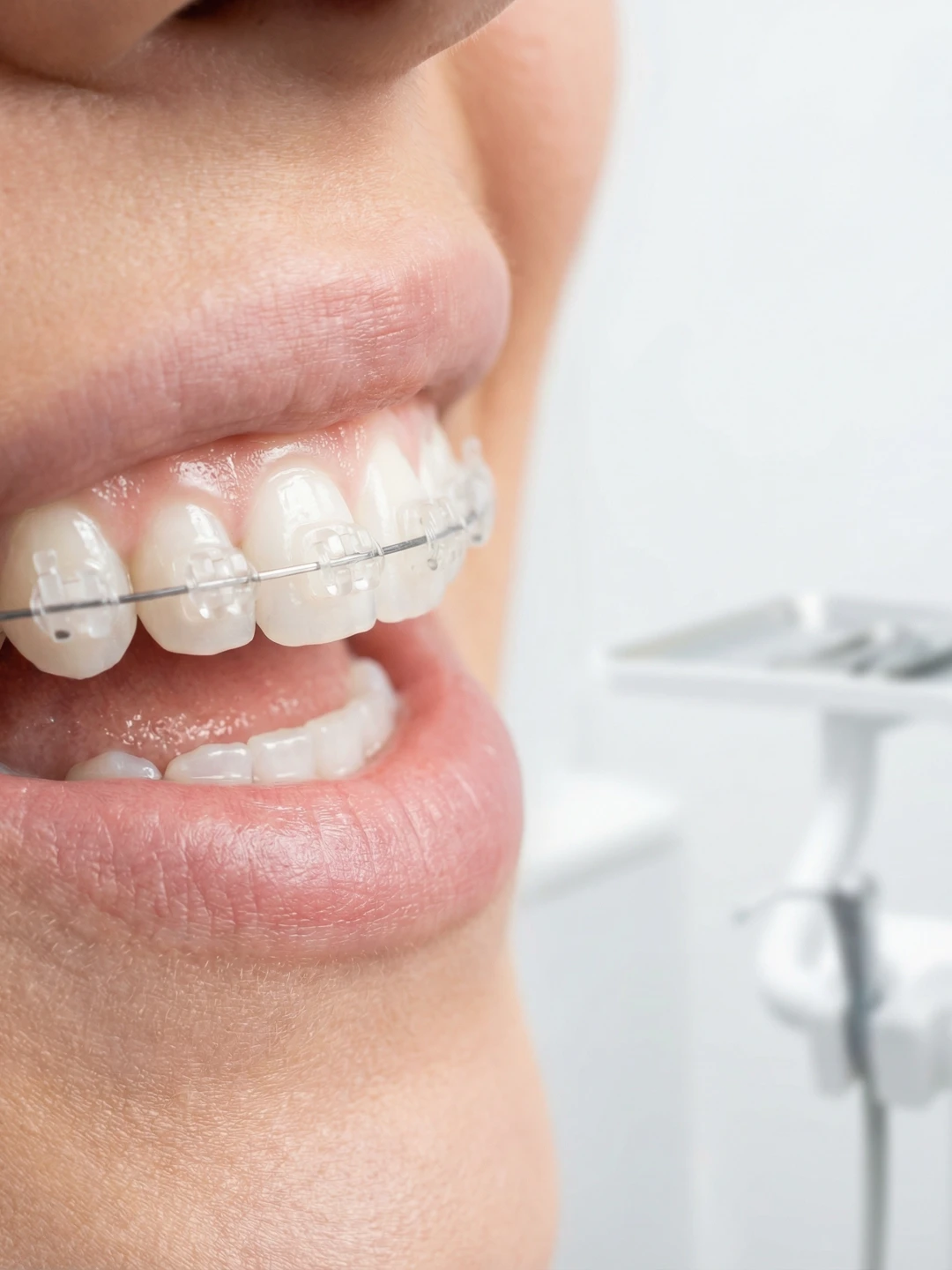 Detalle boca brackets estéticos